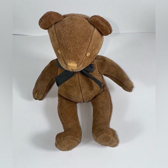 Edelman Leather Brown Teddy Bear Sitting Plush Stuffed Animal Weighted - Picture 3 of 8